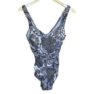 Maxine of Hollywood Womens One Piece Rouched Sides Padded Swimsuit Size 14/16